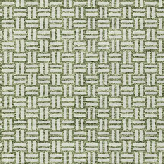 Green And Ivory Geometric Washable Indoor Outdoor Area Rug Photo 6