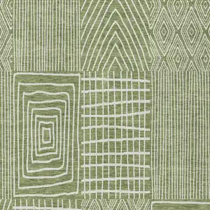 Photo of Green And Ivory Geometric Washable Indoor Outdoor Area Rug
