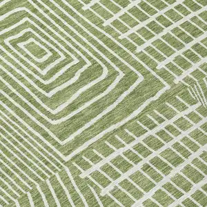 Photo of Green And Ivory Geometric Washable Indoor Outdoor Area Rug
