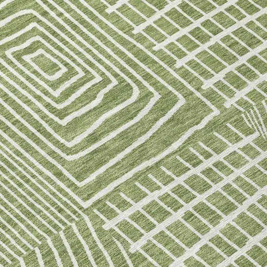 Green And Ivory Geometric Washable Indoor Outdoor Area Rug Photo 5