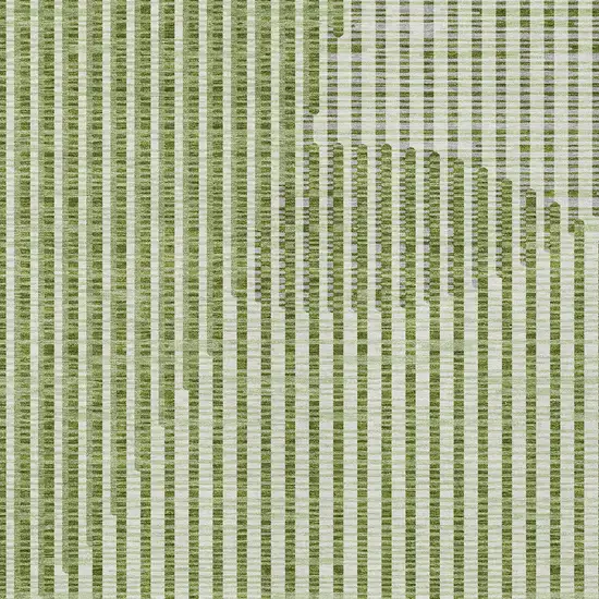 Green And Ivory Geometric Washable Indoor Outdoor Area Rug Photo 6