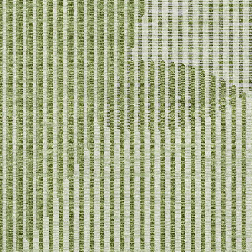 Green And Ivory Geometric Washable Indoor Outdoor Area Rug Photo 6