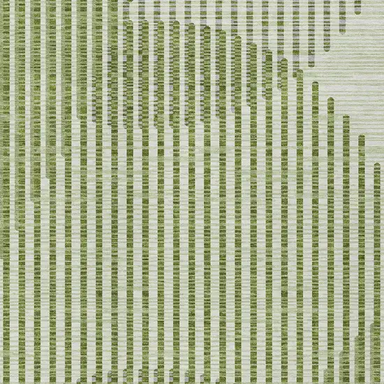 Green And Ivory Geometric Washable Indoor Outdoor Area Rug Photo 6