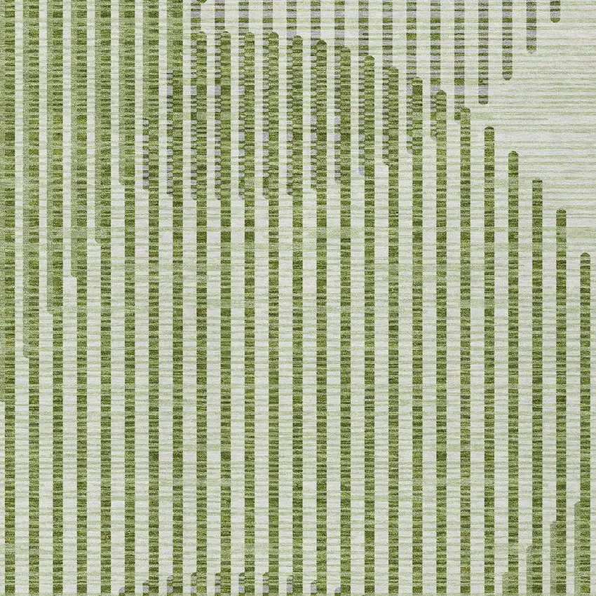 Green And Ivory Geometric Washable Indoor Outdoor Area Rug Photo 6