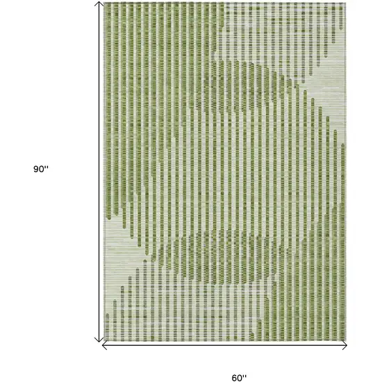 Green And Ivory Geometric Washable Indoor Outdoor Area Rug Photo 3