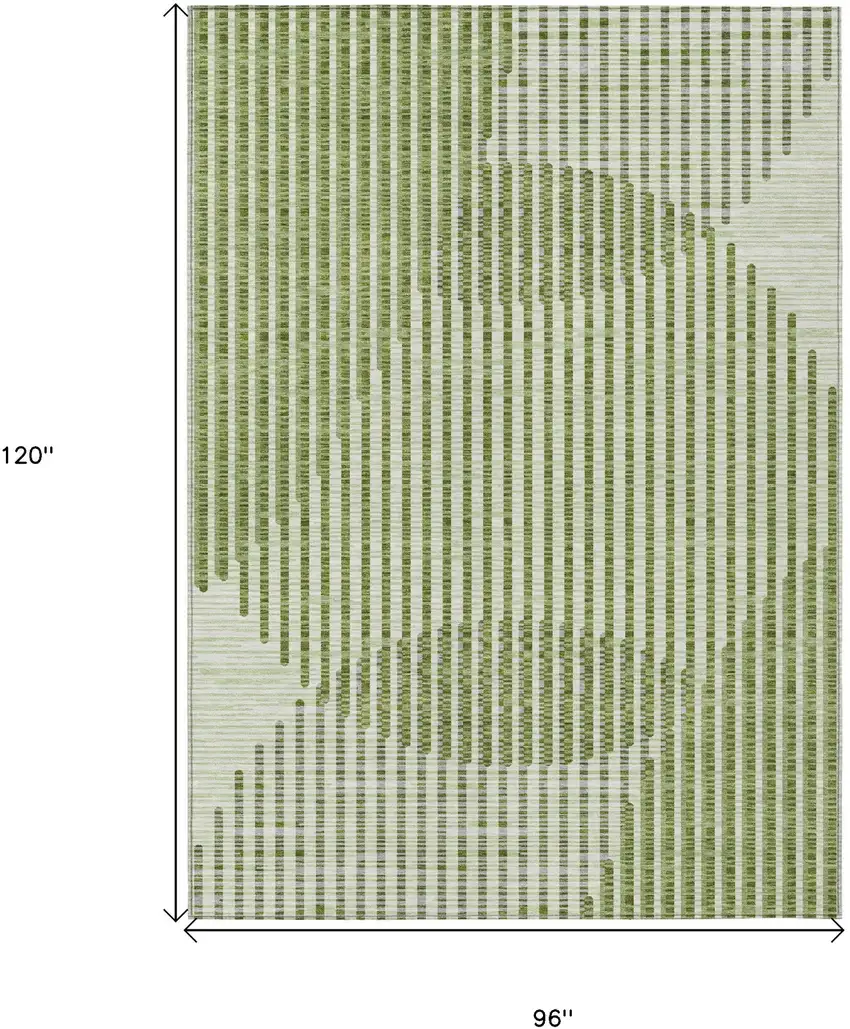 Green And Ivory Geometric Washable Indoor Outdoor Area Rug Photo 3