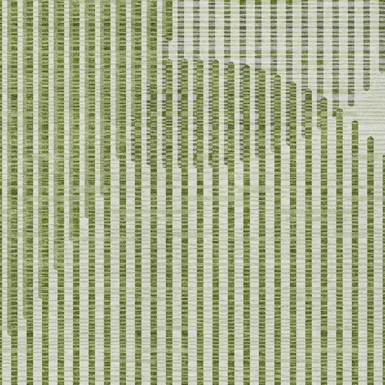 Green And Ivory Geometric Washable Indoor Outdoor Area Rug Photo 6