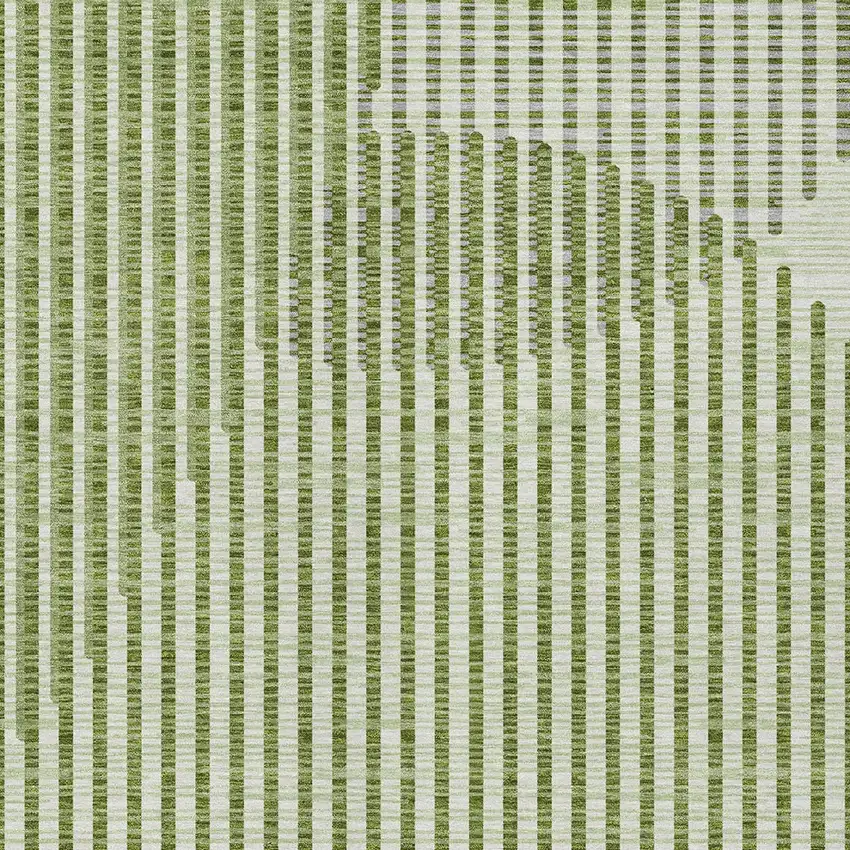 Green And Ivory Geometric Washable Indoor Outdoor Area Rug Photo 6