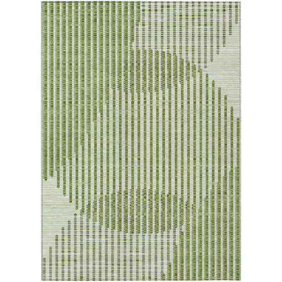 Green And Ivory Geometric Washable Indoor Outdoor Area Rug Photo 2