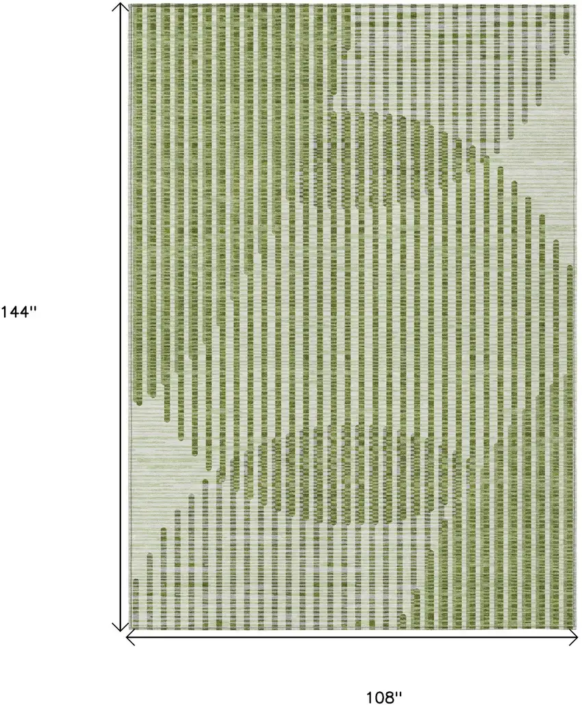 Green And Ivory Geometric Washable Indoor Outdoor Area Rug Photo 3
