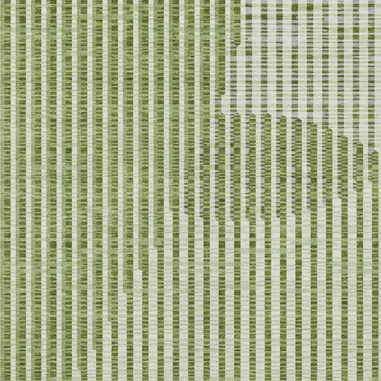 Green And Ivory Geometric Washable Indoor Outdoor Area Rug Photo 6