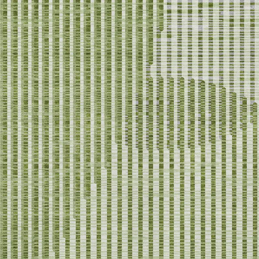 Green And Ivory Geometric Washable Indoor Outdoor Area Rug Photo 6