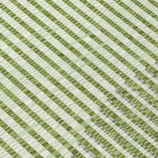 Green And Ivory Geometric Washable Indoor Outdoor Area Rug Photo 5