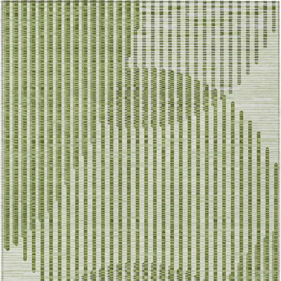 Green And Ivory Geometric Washable Indoor Outdoor Area Rug Photo 7