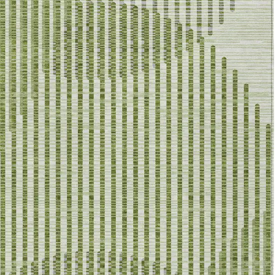 Green And Ivory Geometric Washable Indoor Outdoor Area Rug Photo 6
