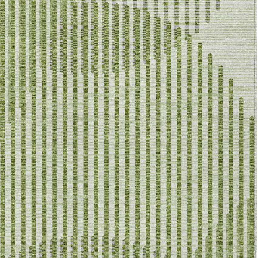 Green And Ivory Geometric Washable Indoor Outdoor Area Rug Photo 6
