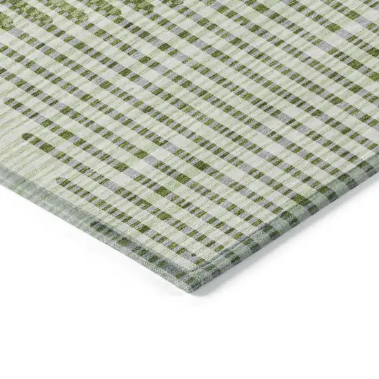 Green And Ivory Geometric Washable Indoor Outdoor Area Rug Photo 4