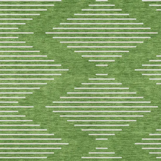 Green And Ivory Geometric Washable Indoor Outdoor Area Rug Photo 6