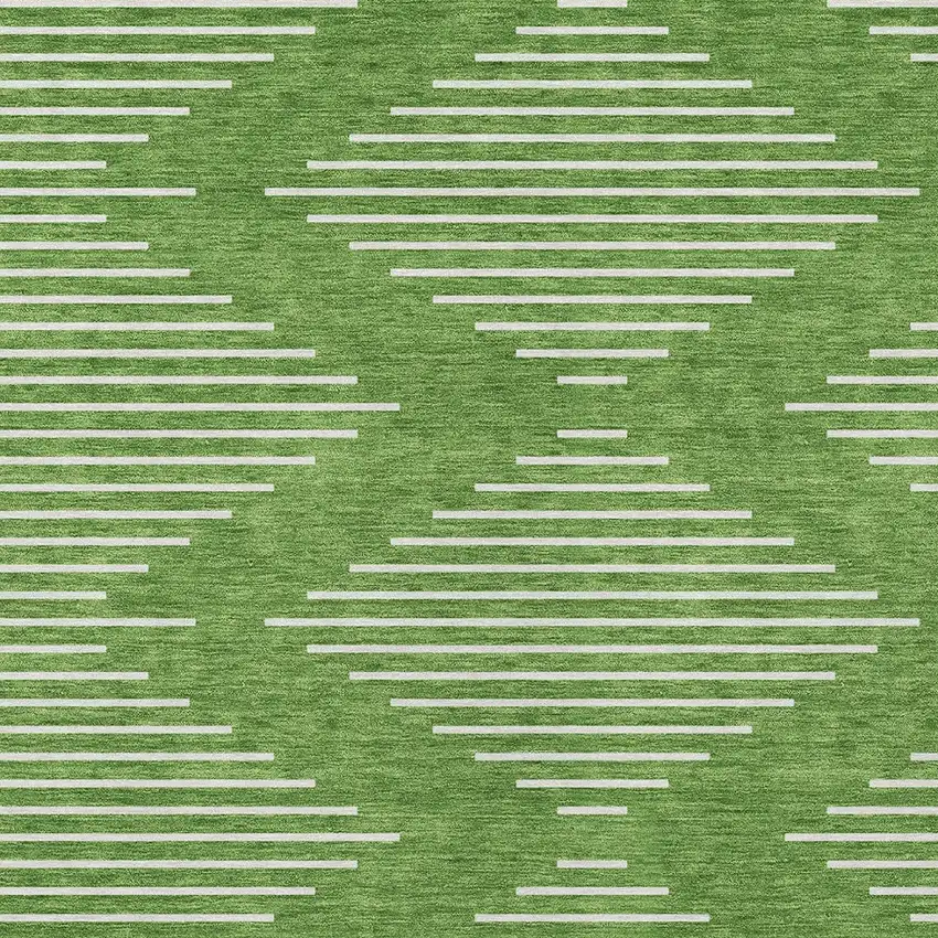 Green And Ivory Geometric Washable Indoor Outdoor Area Rug Photo 6