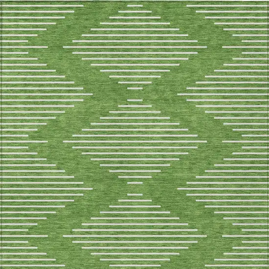 Green And Ivory Geometric Washable Indoor Outdoor Area Rug Photo 6