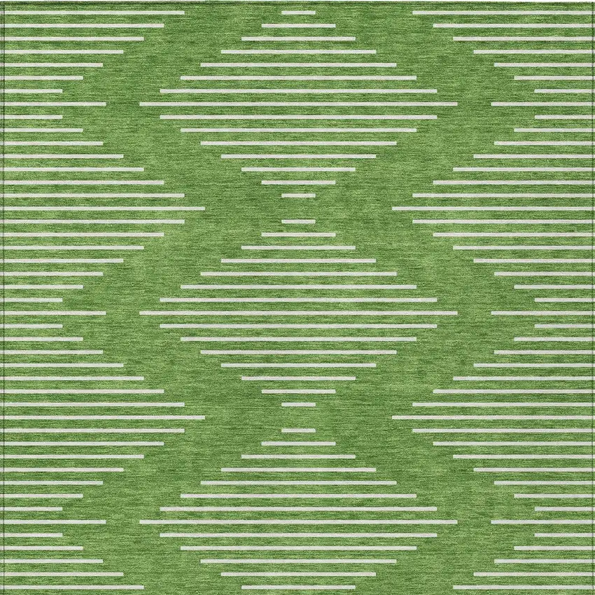 Green And Ivory Geometric Washable Indoor Outdoor Area Rug Photo 6