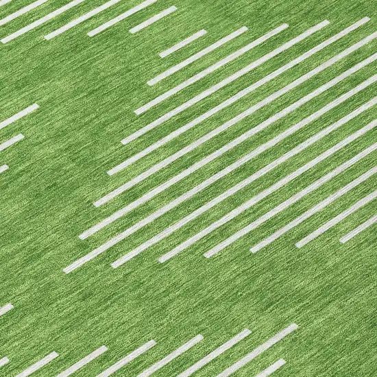 Green And Ivory Geometric Washable Indoor Outdoor Area Rug Photo 5