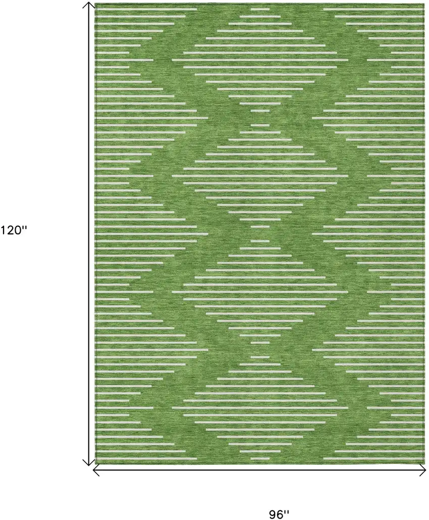 Green And Ivory Geometric Washable Indoor Outdoor Area Rug Photo 3