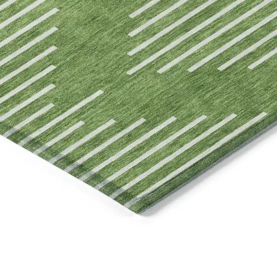 Green And Ivory Geometric Washable Indoor Outdoor Area Rug Photo 4