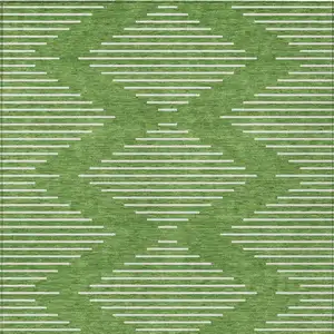 Photo of Green And Ivory Geometric Washable Indoor Outdoor Area Rug
