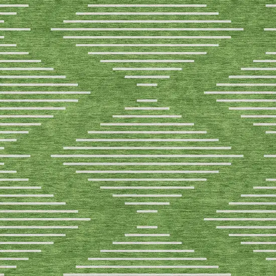 Green And Ivory Geometric Washable Indoor Outdoor Area Rug Photo 6