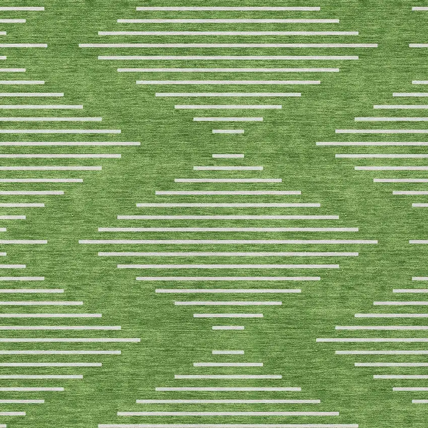 Green And Ivory Geometric Washable Indoor Outdoor Area Rug Photo 6