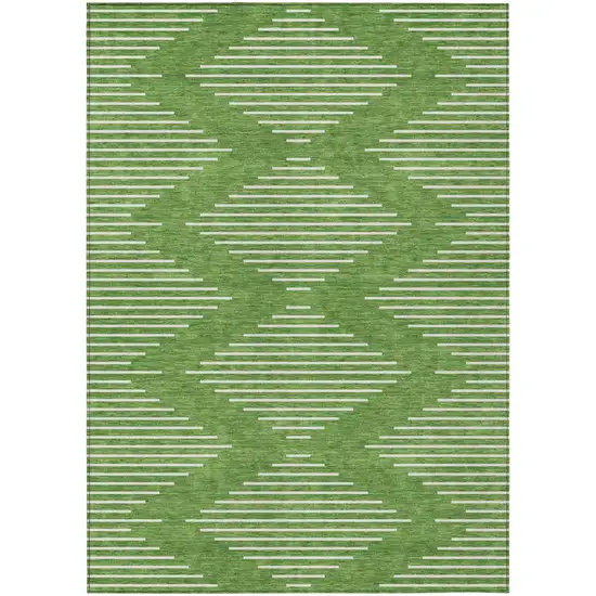 Green And Ivory Geometric Washable Indoor Outdoor Area Rug Photo 2