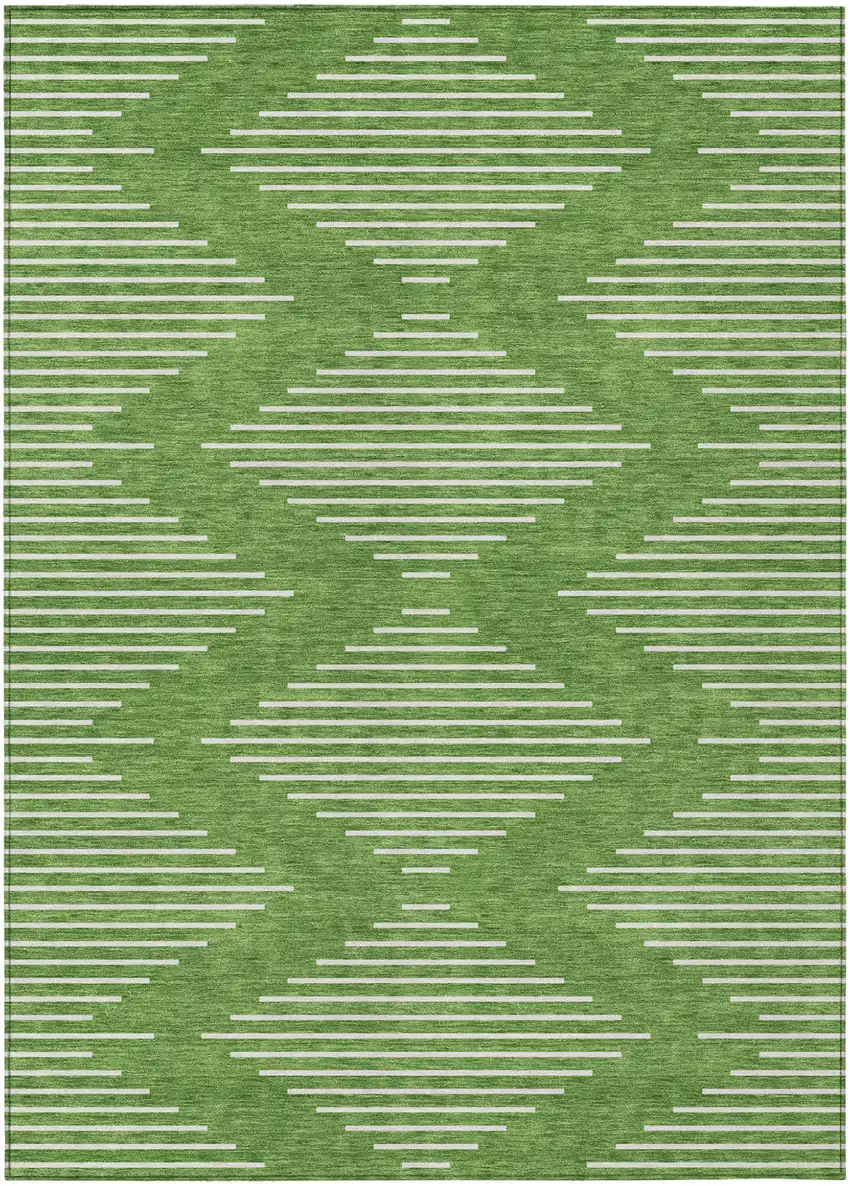 Green And Ivory Geometric Washable Indoor Outdoor Area Rug Photo 2