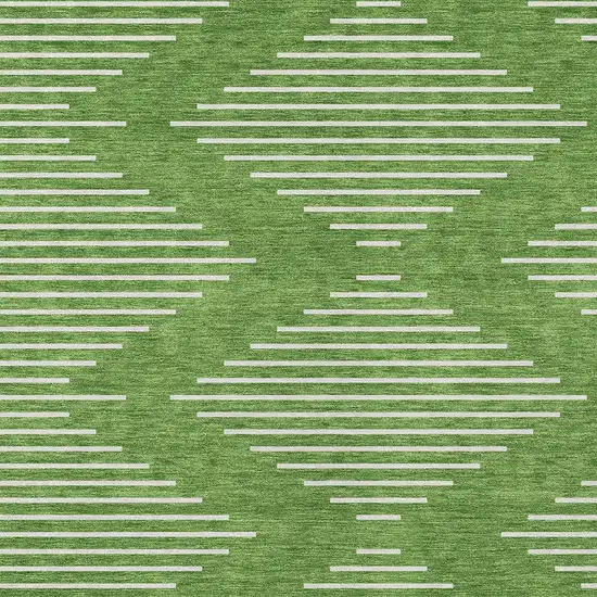Green And Ivory Geometric Washable Indoor Outdoor Area Rug Photo 6