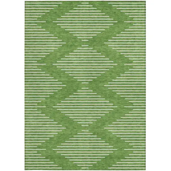 Green And Ivory Geometric Washable Indoor Outdoor Area Rug Photo 7