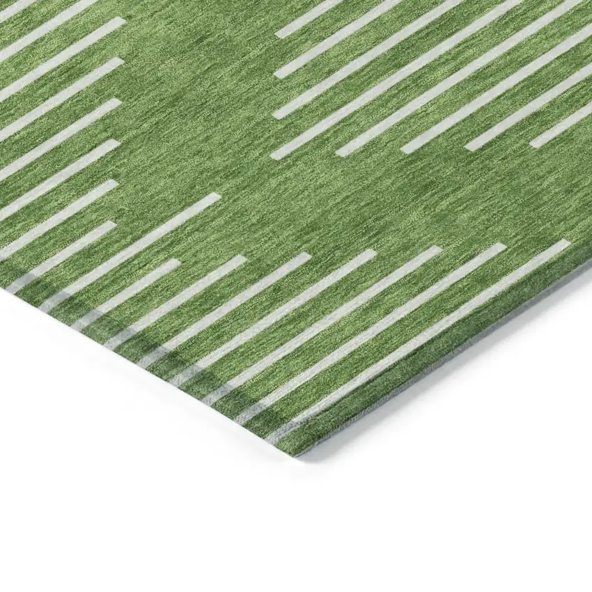 Green And Ivory Geometric Washable Indoor Outdoor Area Rug Photo 4