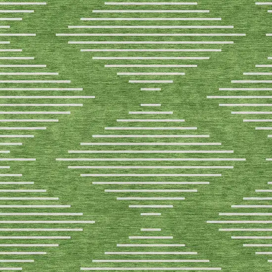 Green And Ivory Geometric Washable Indoor Outdoor Area Rug Photo 6