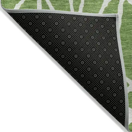 Green And Ivory Geometric Washable Indoor Outdoor Area Rug Photo 5
