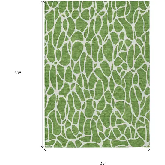 Green And Ivory Geometric Washable Indoor Outdoor Area Rug Photo 3