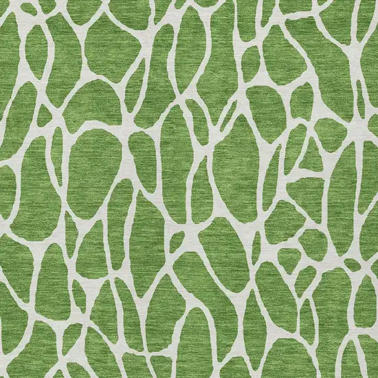 Green And Ivory Geometric Washable Indoor Outdoor Area Rug Photo 6