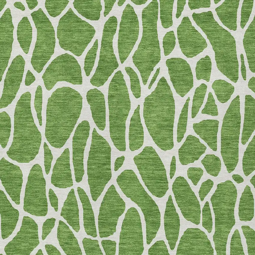 Green And Ivory Geometric Washable Indoor Outdoor Area Rug Photo 6