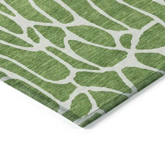 Green And Ivory Geometric Washable Indoor Outdoor Area Rug Photo 4