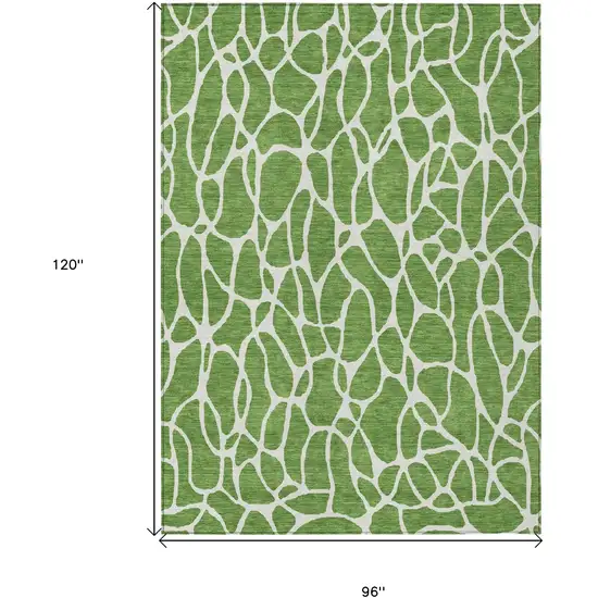 Green And Ivory Geometric Washable Indoor Outdoor Area Rug Photo 3