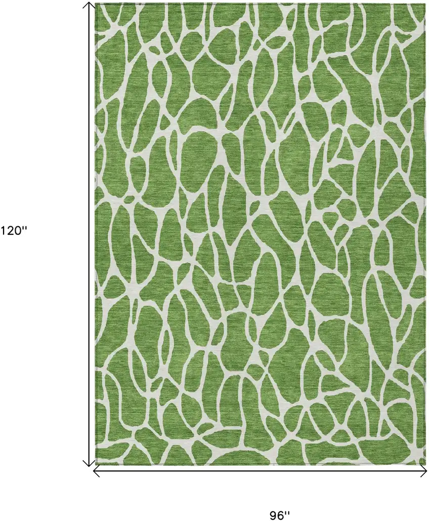 Green And Ivory Geometric Washable Indoor Outdoor Area Rug Photo 3