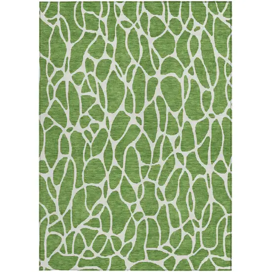 Green And Ivory Geometric Washable Indoor Outdoor Area Rug Photo 6