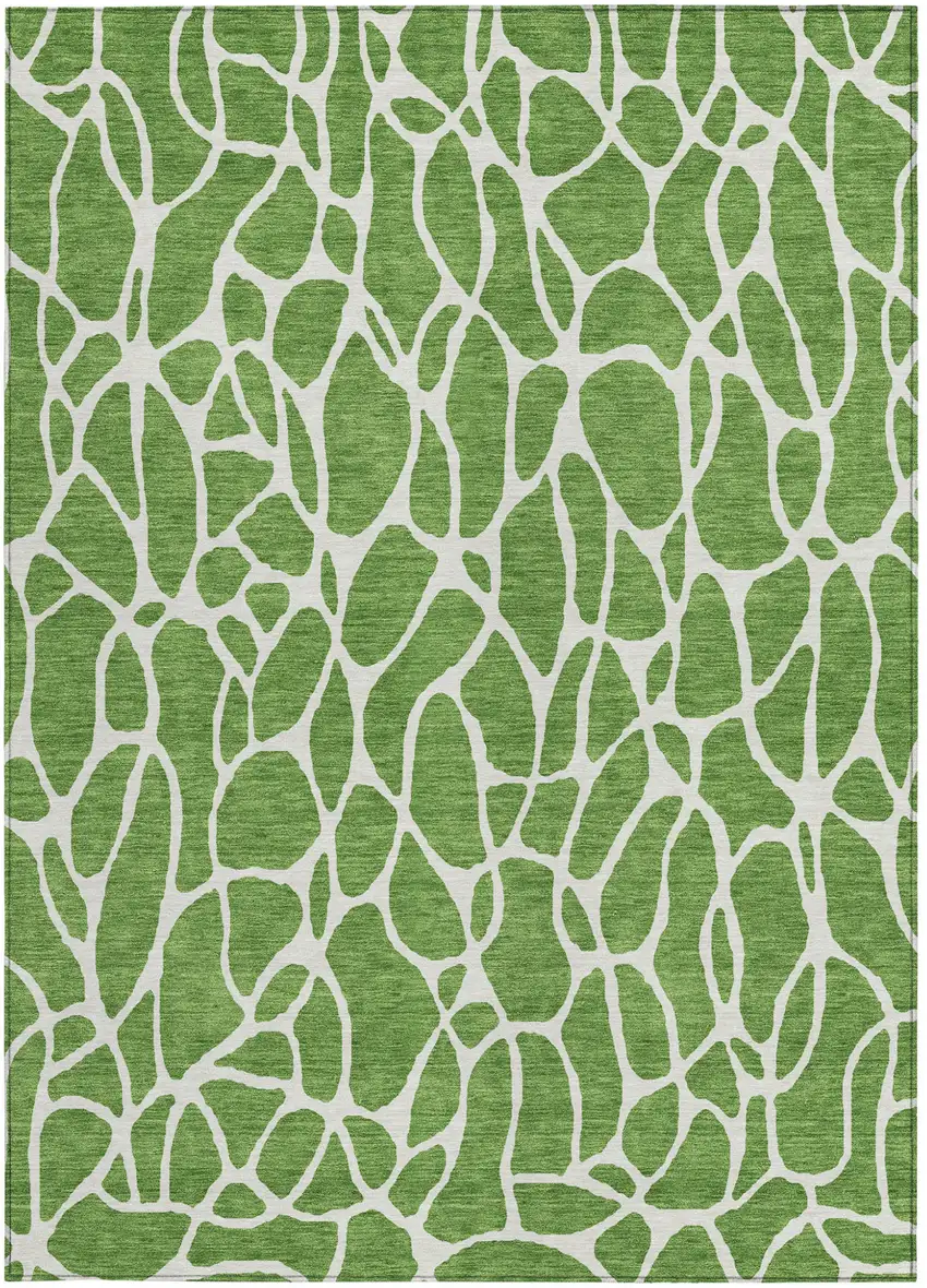 Green And Ivory Geometric Washable Indoor Outdoor Area Rug Photo 6