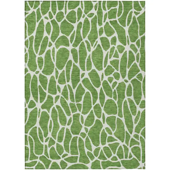 Green And Ivory Geometric Washable Indoor Outdoor Area Rug Photo 2