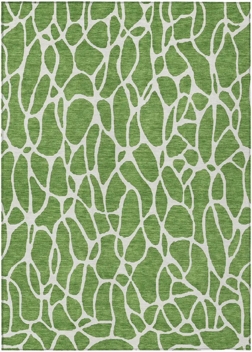 Green And Ivory Geometric Washable Indoor Outdoor Area Rug Photo 2