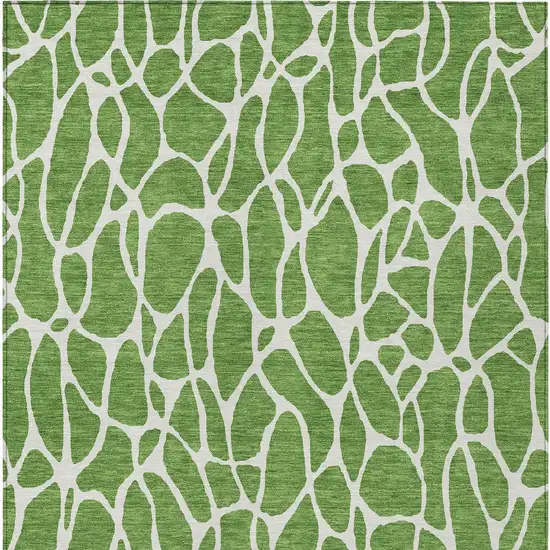 Green And Ivory Geometric Washable Indoor Outdoor Area Rug Photo 7