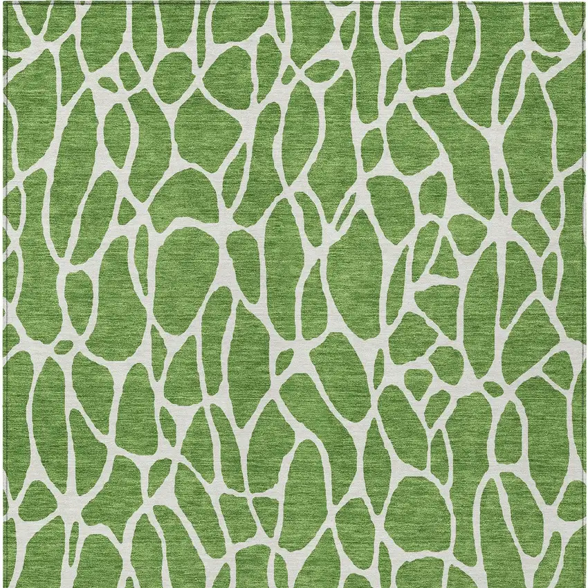 Green And Ivory Geometric Washable Indoor Outdoor Area Rug Photo 7